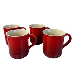Le Creuset Cerise Red Stoneware Mugs 14 oz Set Of 4 (set 2 of 2)